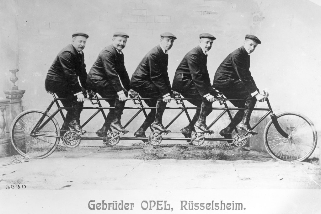 Heinrich, Fritz and Ludwig (from left to right) pose with the “Quintuplet” in 1895.
