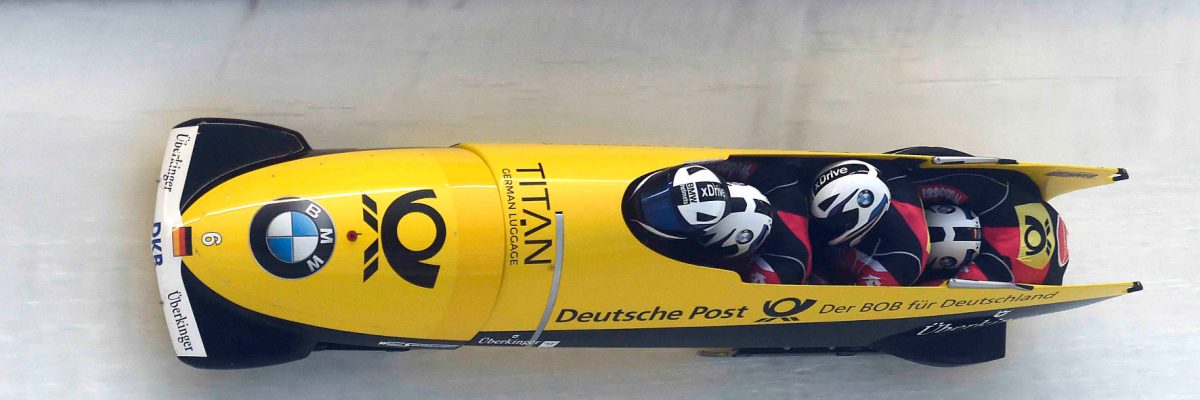 Vier Mann in einem Bob: Beim Kampf um Tausendstelsekunden spielt die Aerodynamik im Eiskanal eine entscheidende Rolle. © BMW/TRDmobil