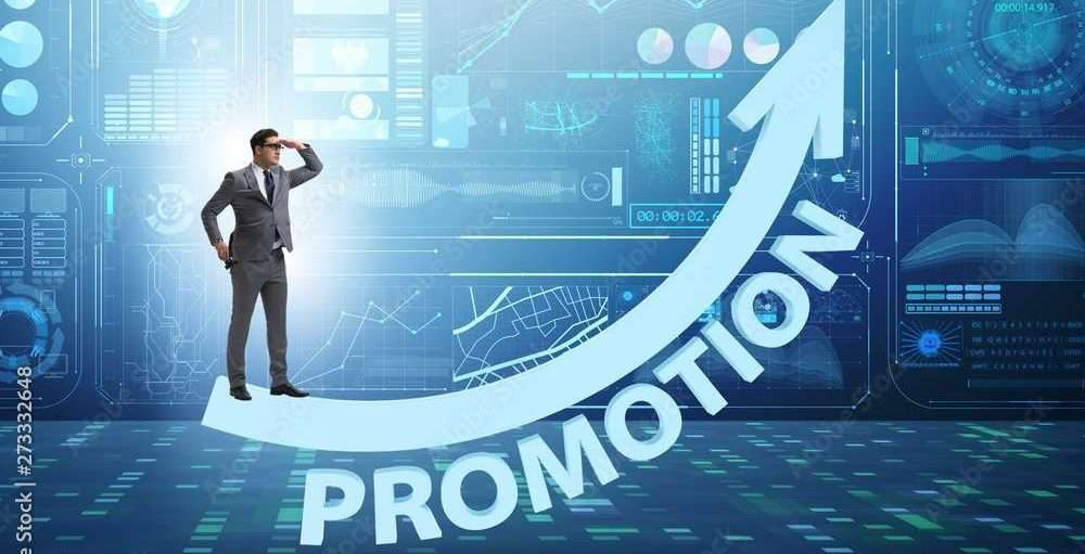 Employee in career promotion concept