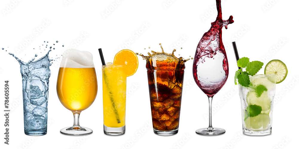 row of various beverages