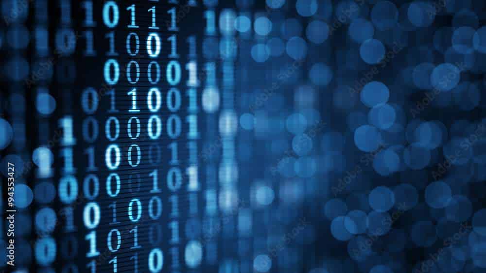blue digital binary data on computer screen