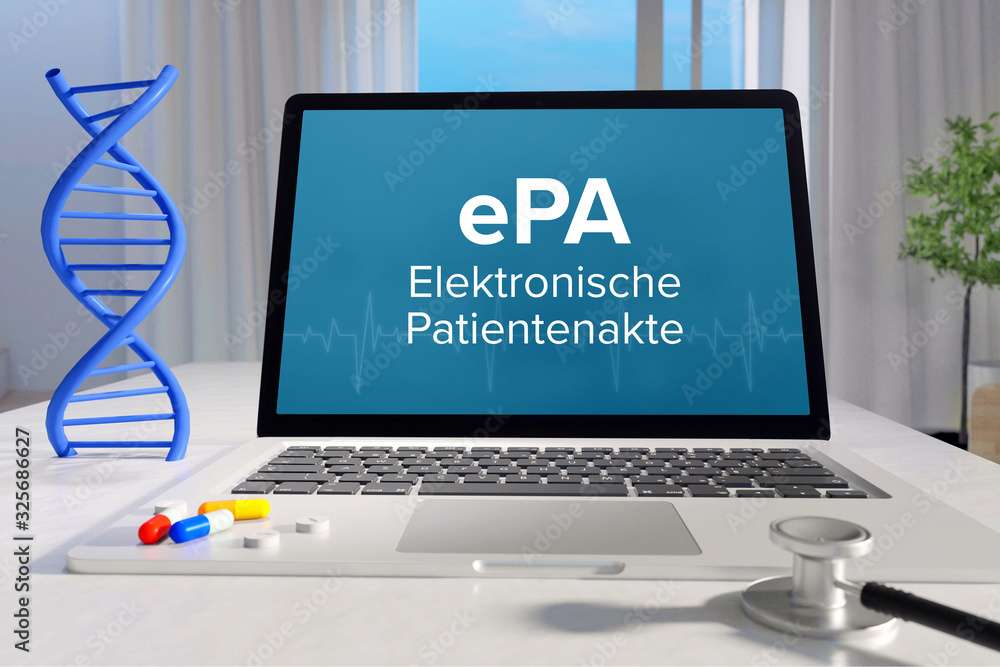 ePA (Elektronische Patientenakte) – Medizin, Gesundheit. Computer im Büro mit Begriff auf dem Bildschirm. Arzt, Gesundheitswesen