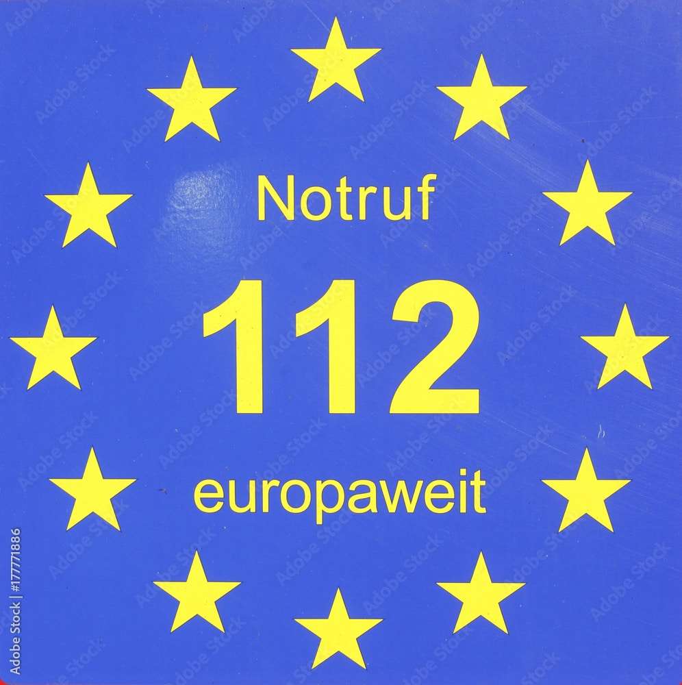 Schild 112 Notruf Europaweit