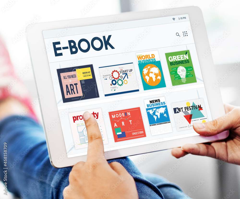 E-book application showing on a digital tablet