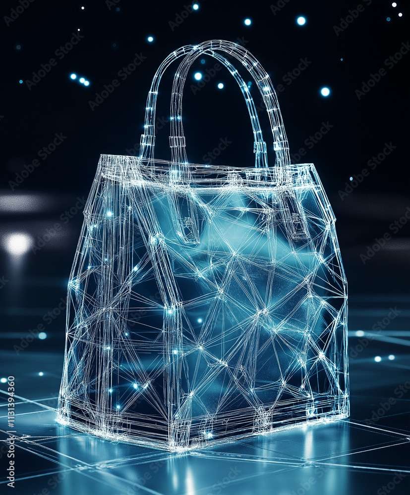 Digitalisierte Handtasche im modernen, futuristischen Design